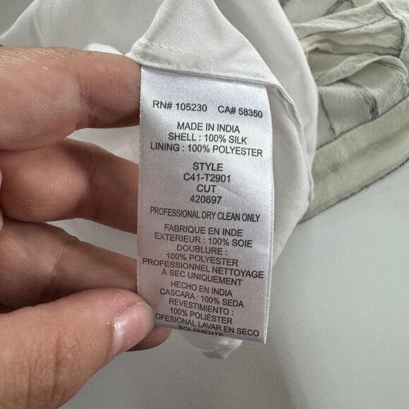 Joie Silk‎ Tank Top Womens XS White Silver Zelpha Striped Sheer Blouse Silk - Picture 7 of 10